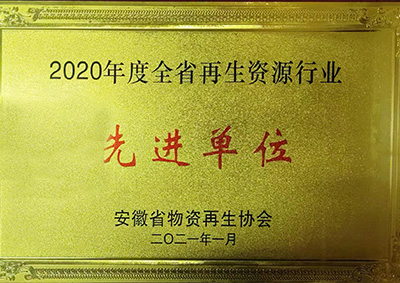 2020年度安徽省再生資源行業(yè)先進(jìn)單位